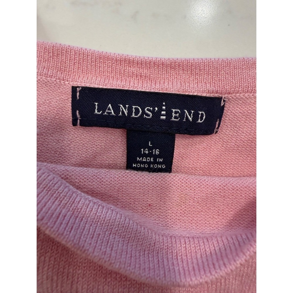 Lands' End Sweater Set Women L Pink Good Silk Cashmere Twinset Cardigan Tank - Picture 2 of 6